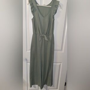 Caution to the Wind Green Ribbed Jumpsuit